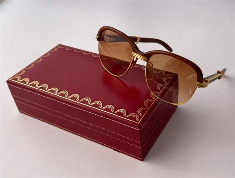 Vintage 90’s Superb Cartier Malmaison Wood Bubinga Occhiali 